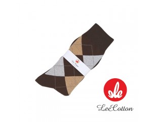 리코튼 아가일 체크 양말 / 브라운_F837B (최소 600개 이상)