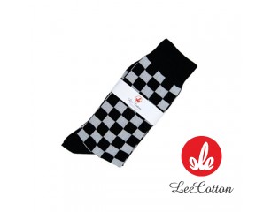 리코튼 빈티지 사각패턴 양말 / 블랙_F832K (최소 600개 이상)