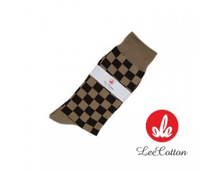 리코튼 빈티지 사각패턴 양말 / 브라운_F832E (최소 600개 이상)