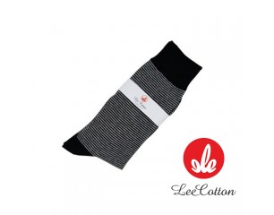 리코튼 심플한 잔스트라이프 양말 / 블랙_F833K (최소 600개 이상)