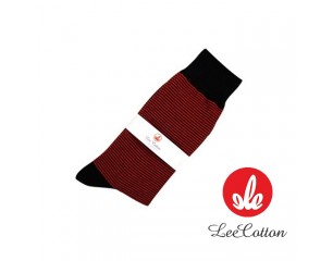 리코튼 심플한 잔스트라이프 양말 / 레드_F833R (최소 600개 이상)