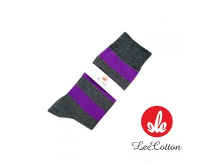 리코튼 컬러배색 양말 / 퍼플_F831V (최소 600개 이상)